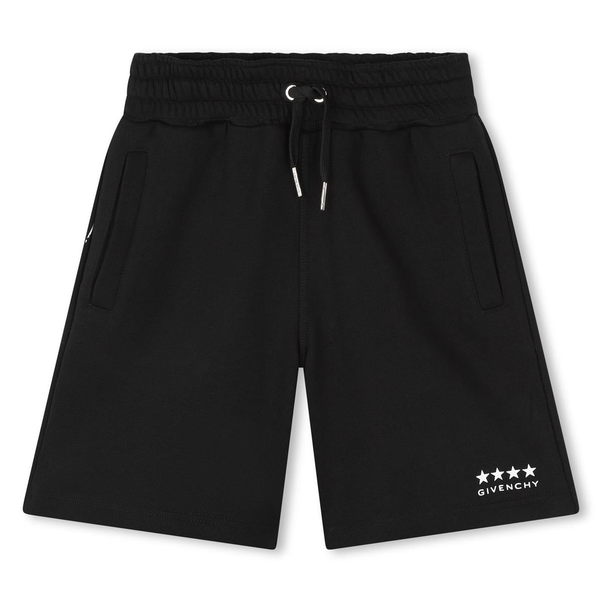 Boys Black Logo Cotton Shorts