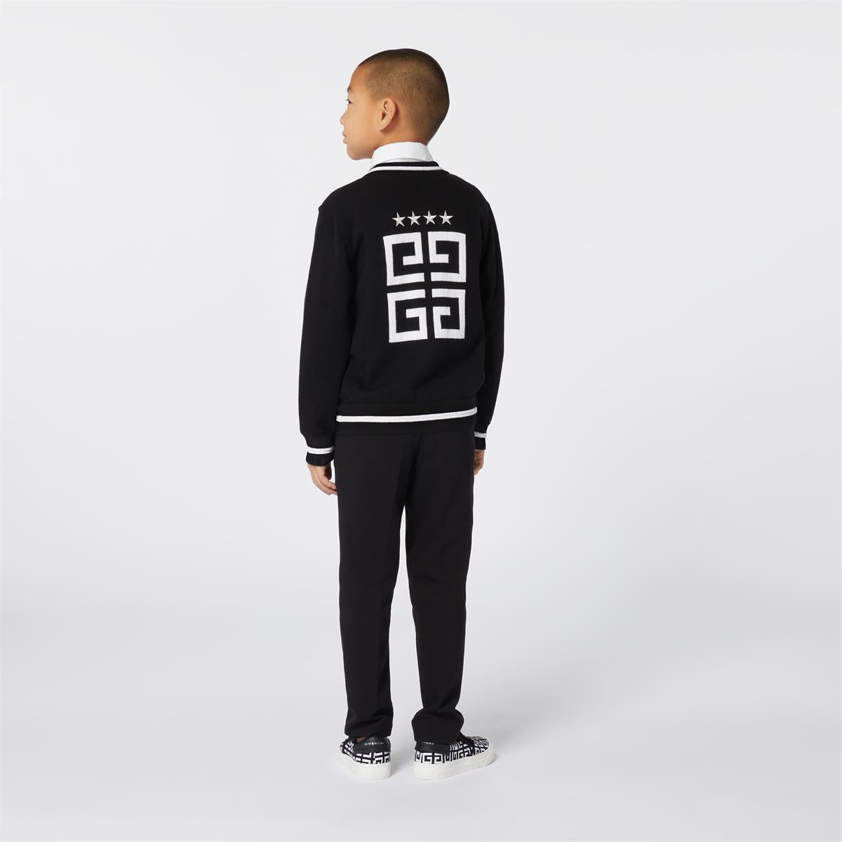 Boys Black Cotton Zip-Up Jacket