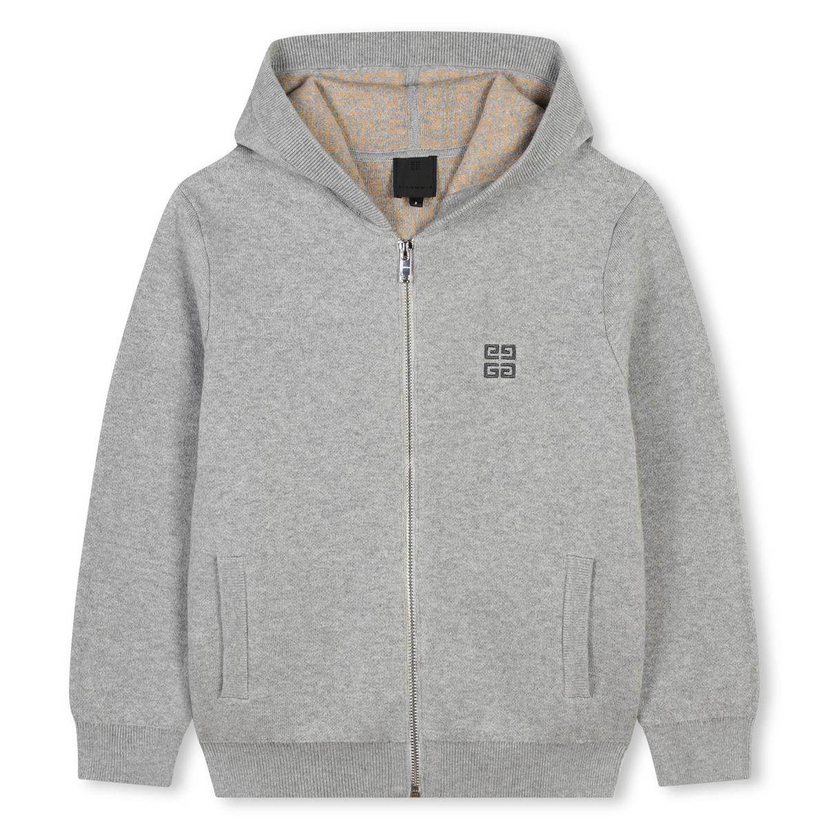 Boys Grey Cotton Zip-Up Top