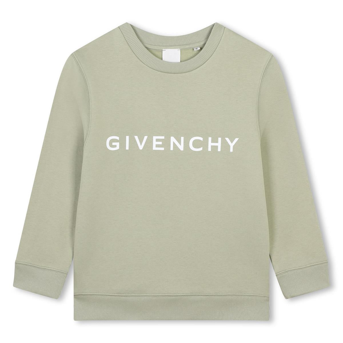 Boys Green Logo Cotton Sweatshirt