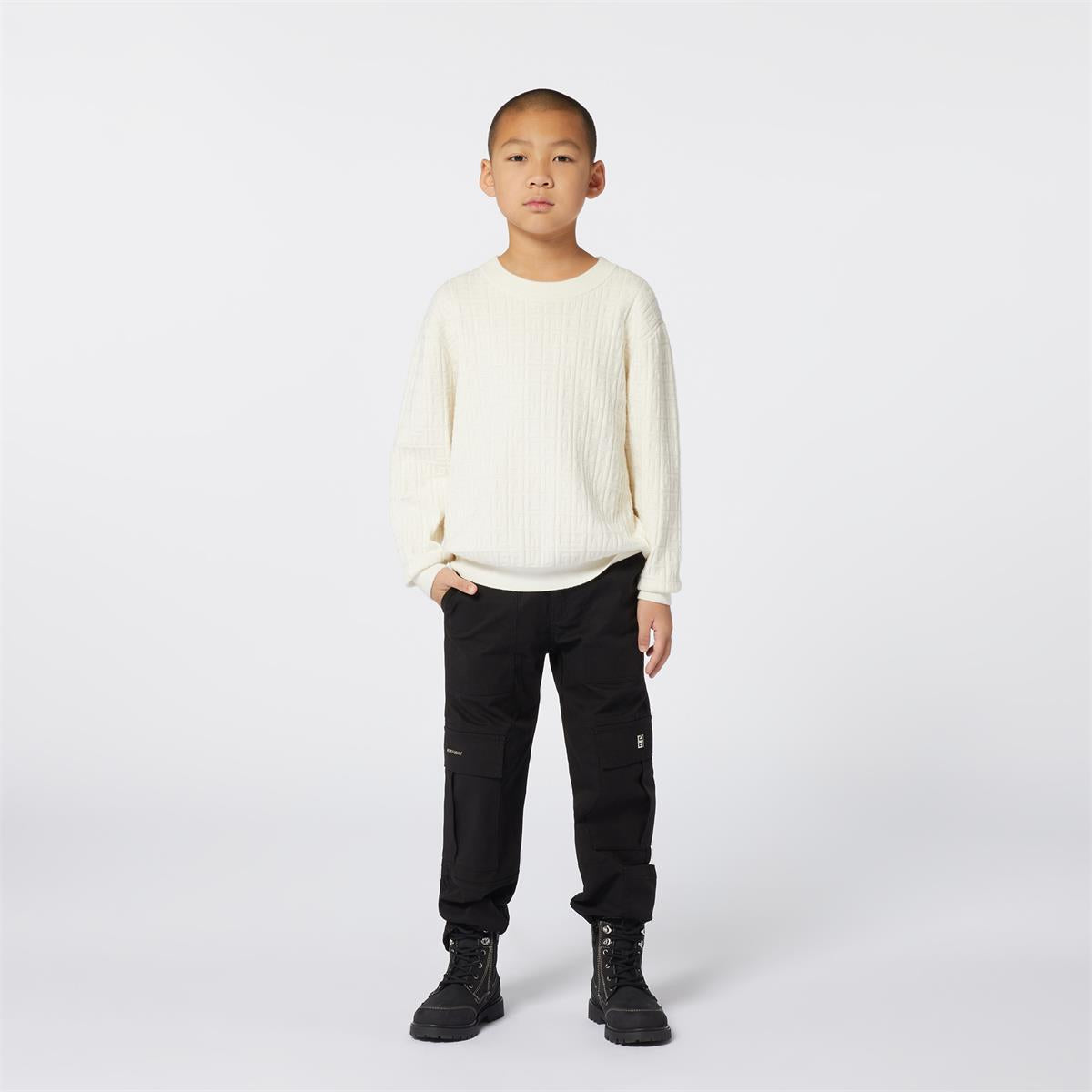 Boys White Cotton Sweater