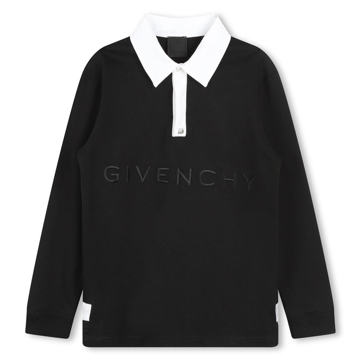 Boys Black Cotton Polo Shirt