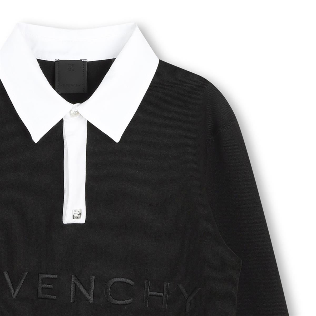 Boys Black Cotton Polo Shirt