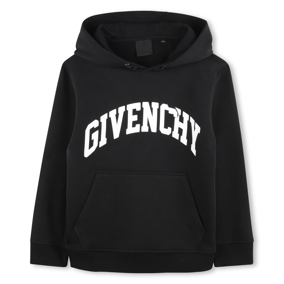 Boys Black Logo Hooded Cotton Sweatshirt