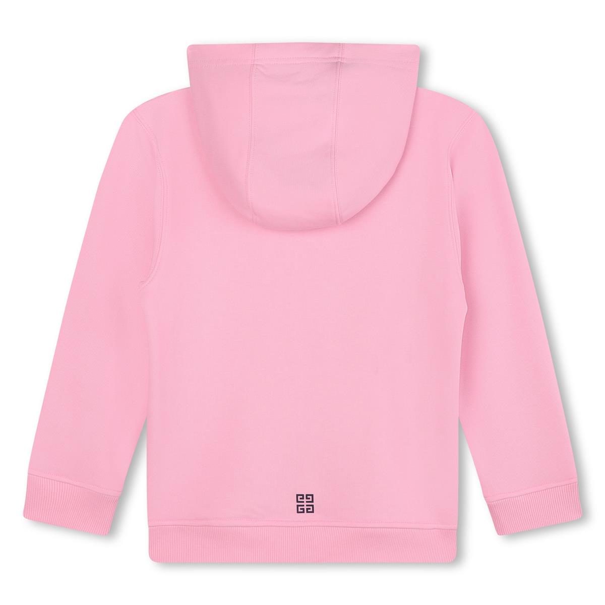 Boys Pink Logo Hooded Cotton Sweatshirt