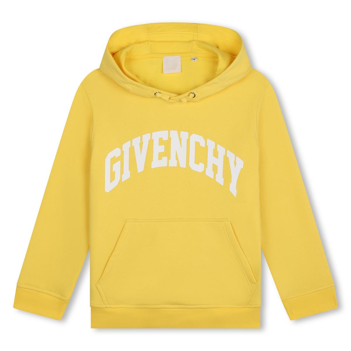 Boys Yellow Logo Hooded Cotton Sweatshirt