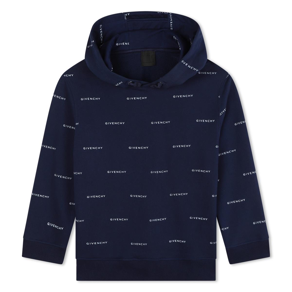 Boys Dark Blue Hooded Cotton Sweatshirt