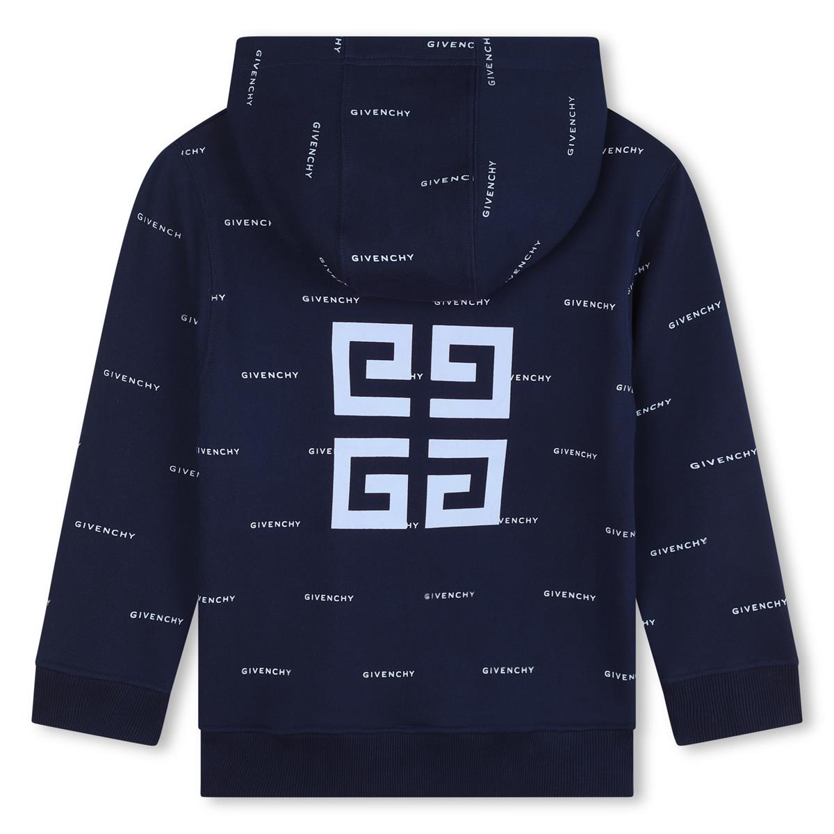 Boys Dark Blue Hooded Cotton Sweatshirt