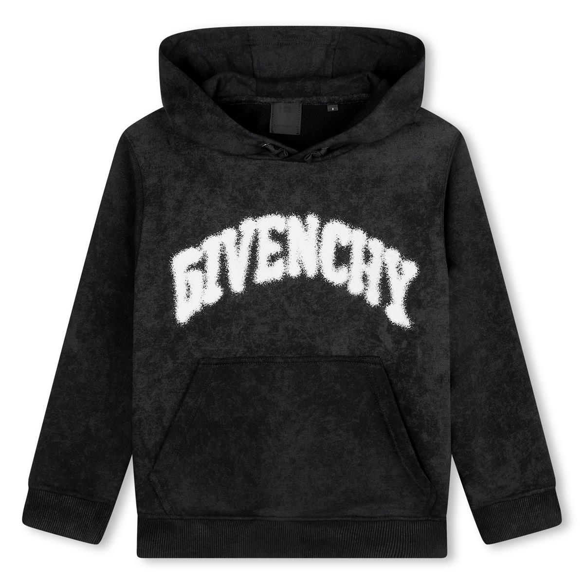 Boys Black Logo Hooded Cotton Sweatshirt