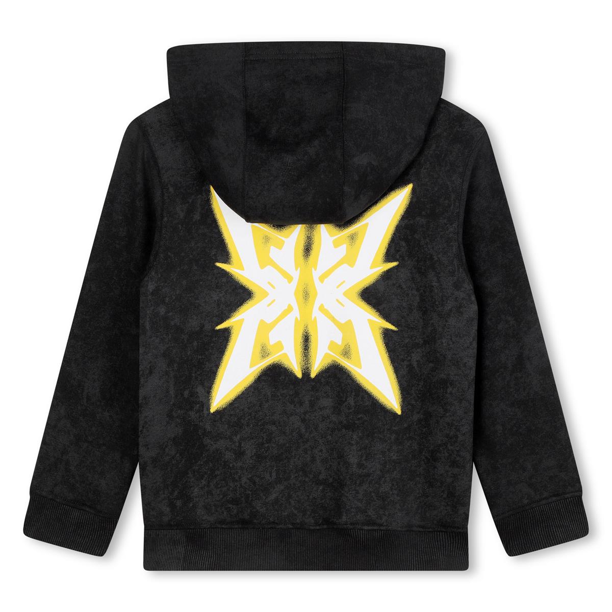 Boys Black Logo Hooded Cotton Sweatshirt