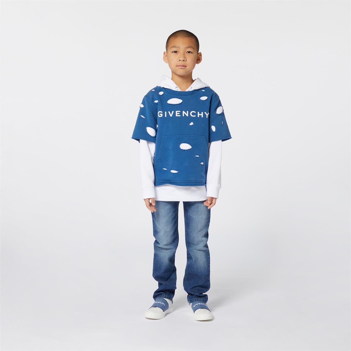 Boys Blue Hooded Cotton Sweatshirt