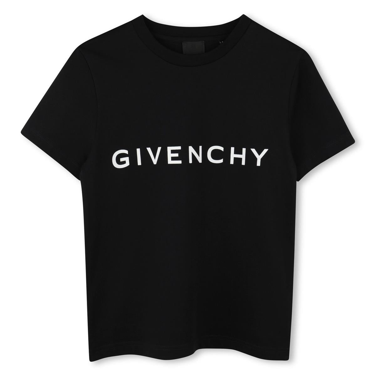 Boys Black Logo Cotton T-Shirt