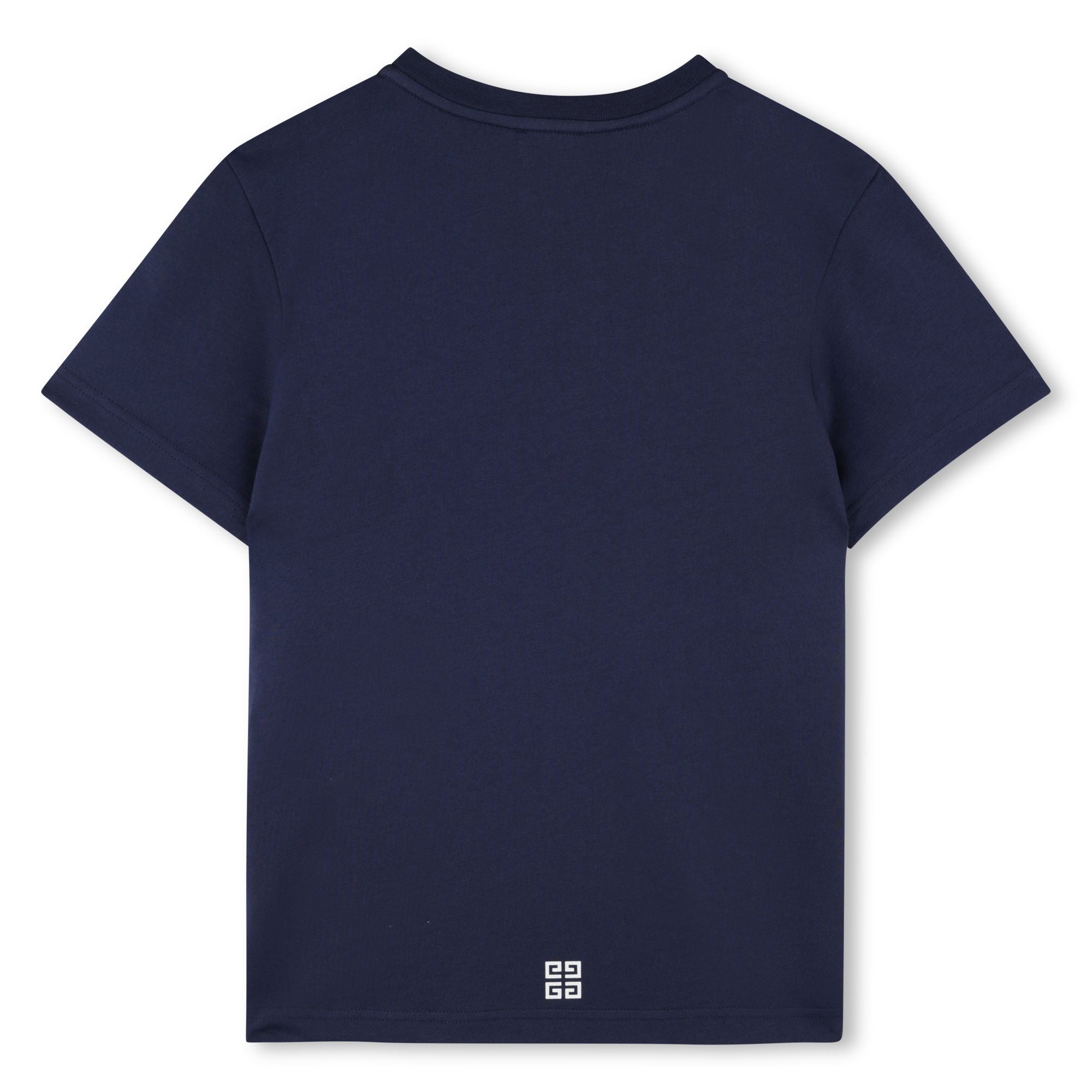 Boys Dark Blue Logo Cotton T-Shirt