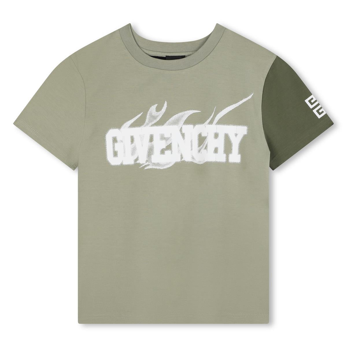 Boys Green Logo Cotton T-Shirt