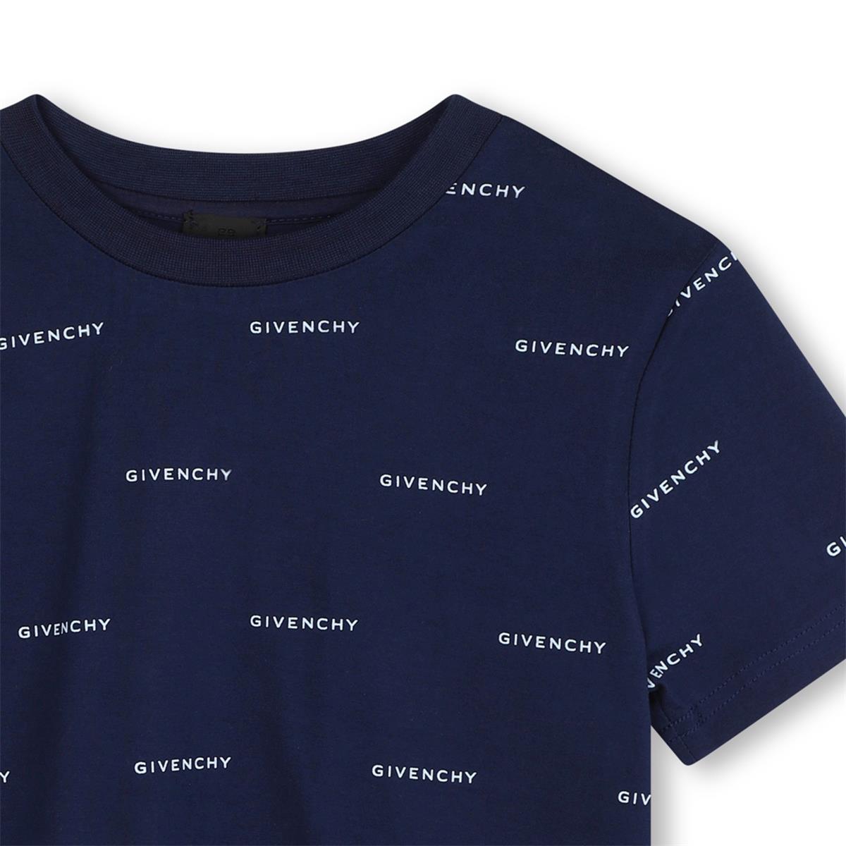 Boys Navy Logo Cotton T-Shirt