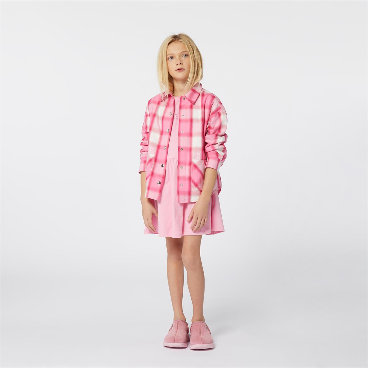 Girls Pink Logo Cotton Dress