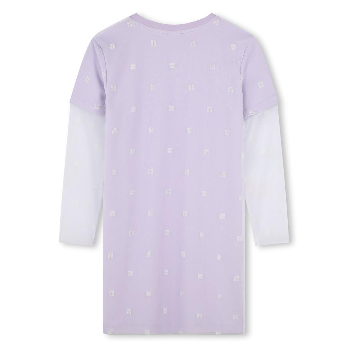 Girls Purple Logo Cotton Dress