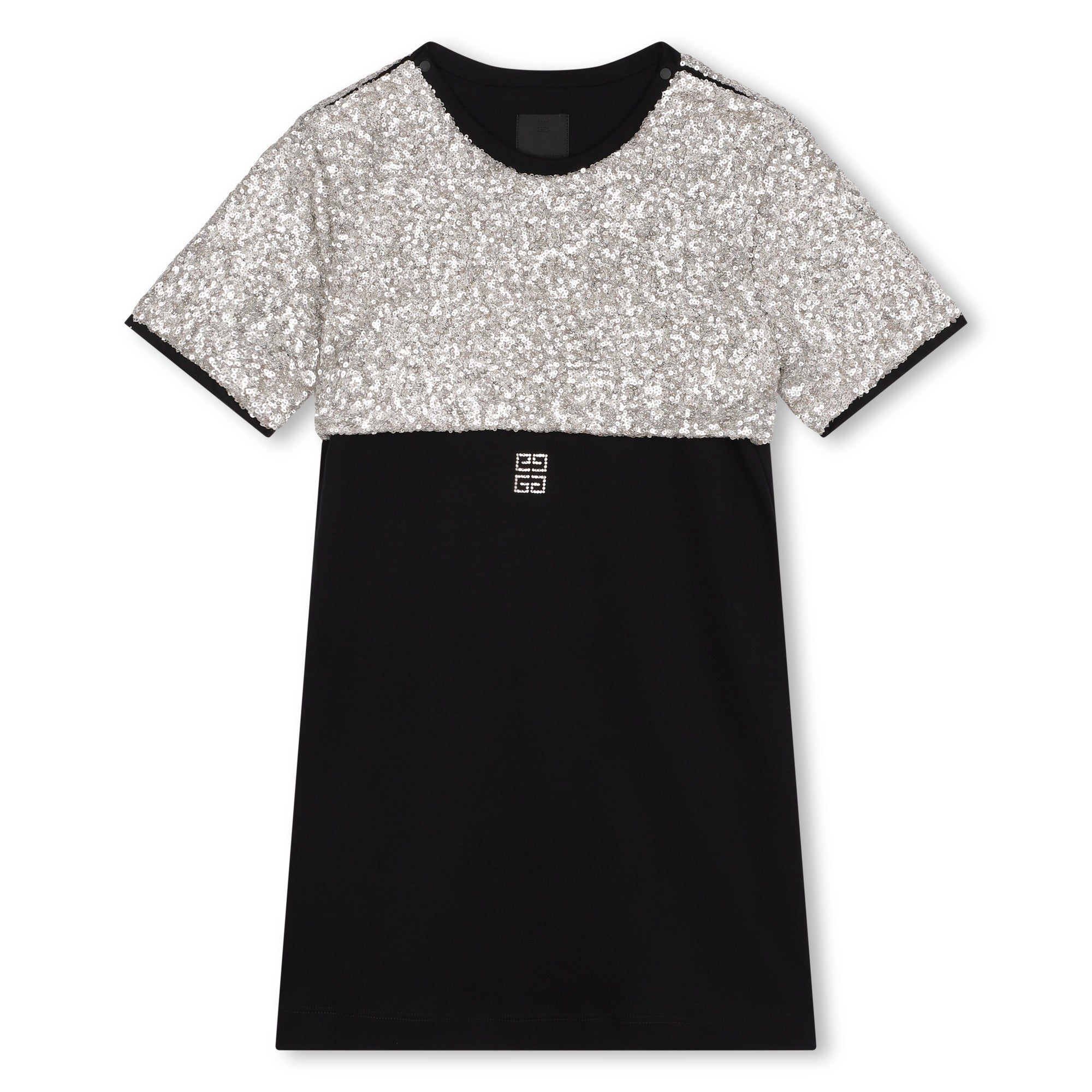 Girls Black Sequin Cotton Dress