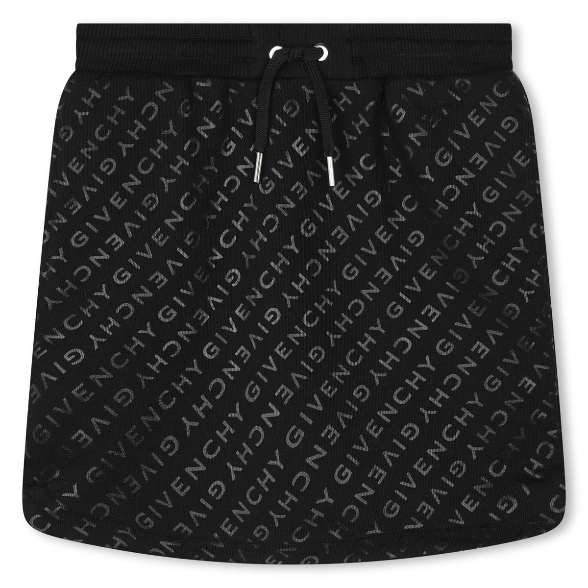 Girls Black Logo Cotton Skirt