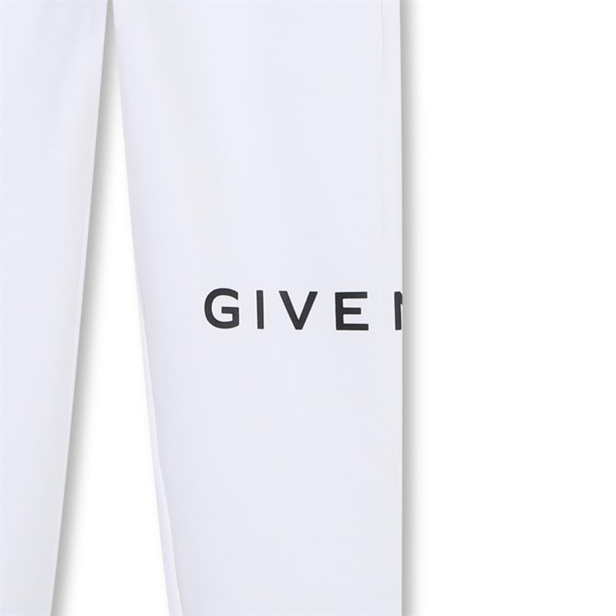 Girls White Logo Cotton Trousers