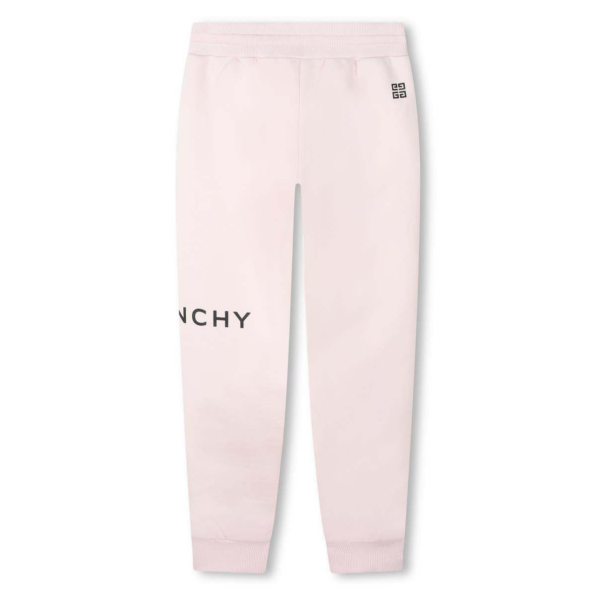 Girls Light Pink Logo Cotton Trousers