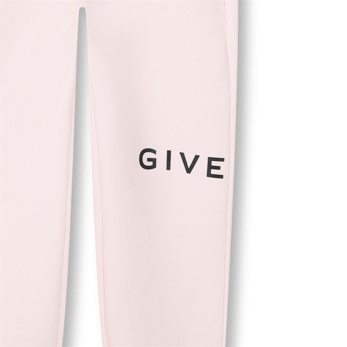 Girls Light Pink Logo Cotton Trousers