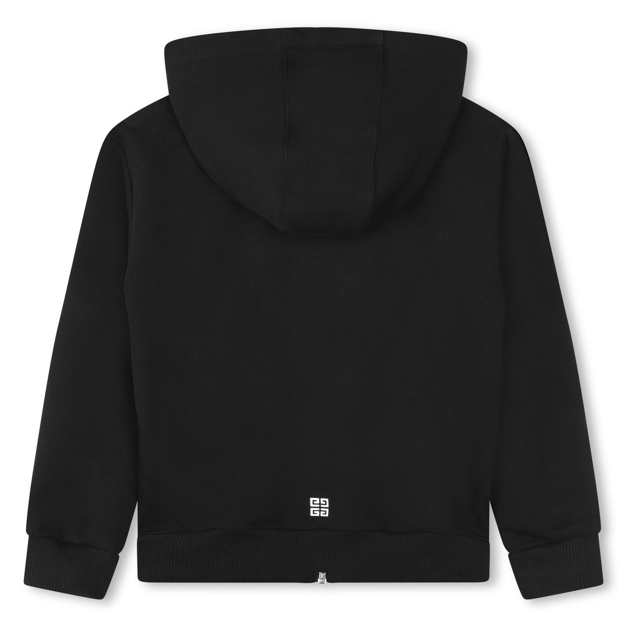 Girls Black Cotton Zip-Up Top