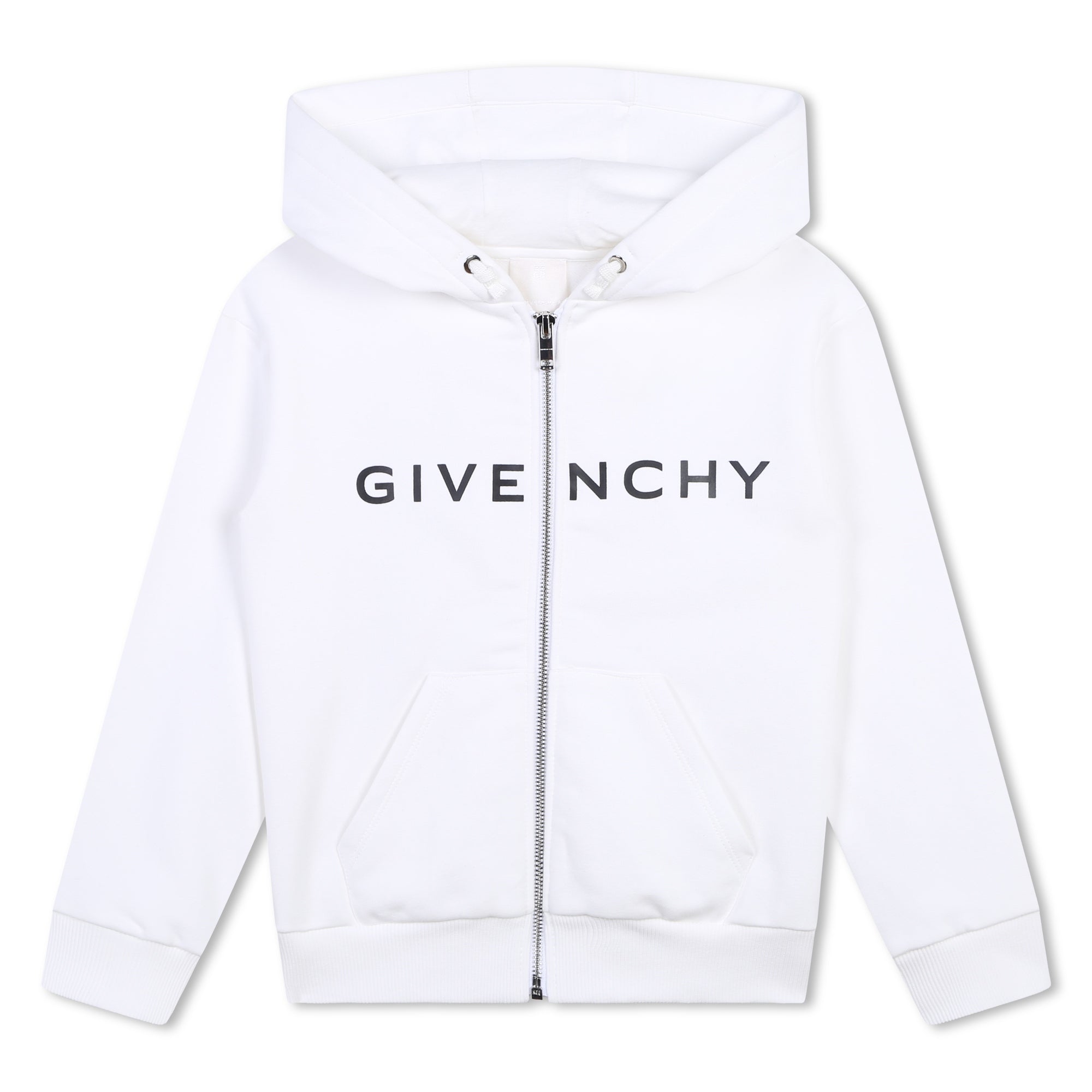 Girls White Cotton Zip-Up Top