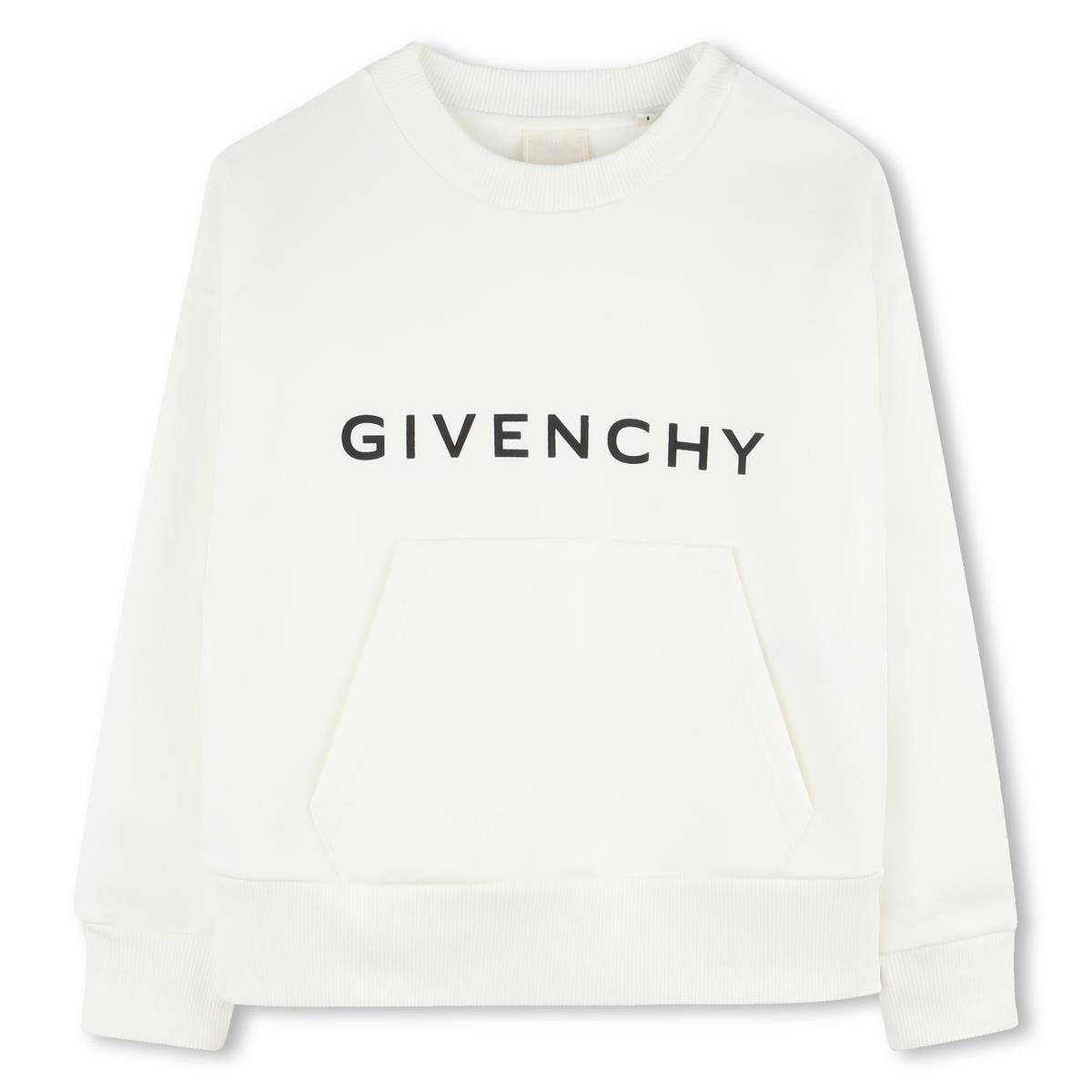 Girls White Logo Cotton Sweatshirt