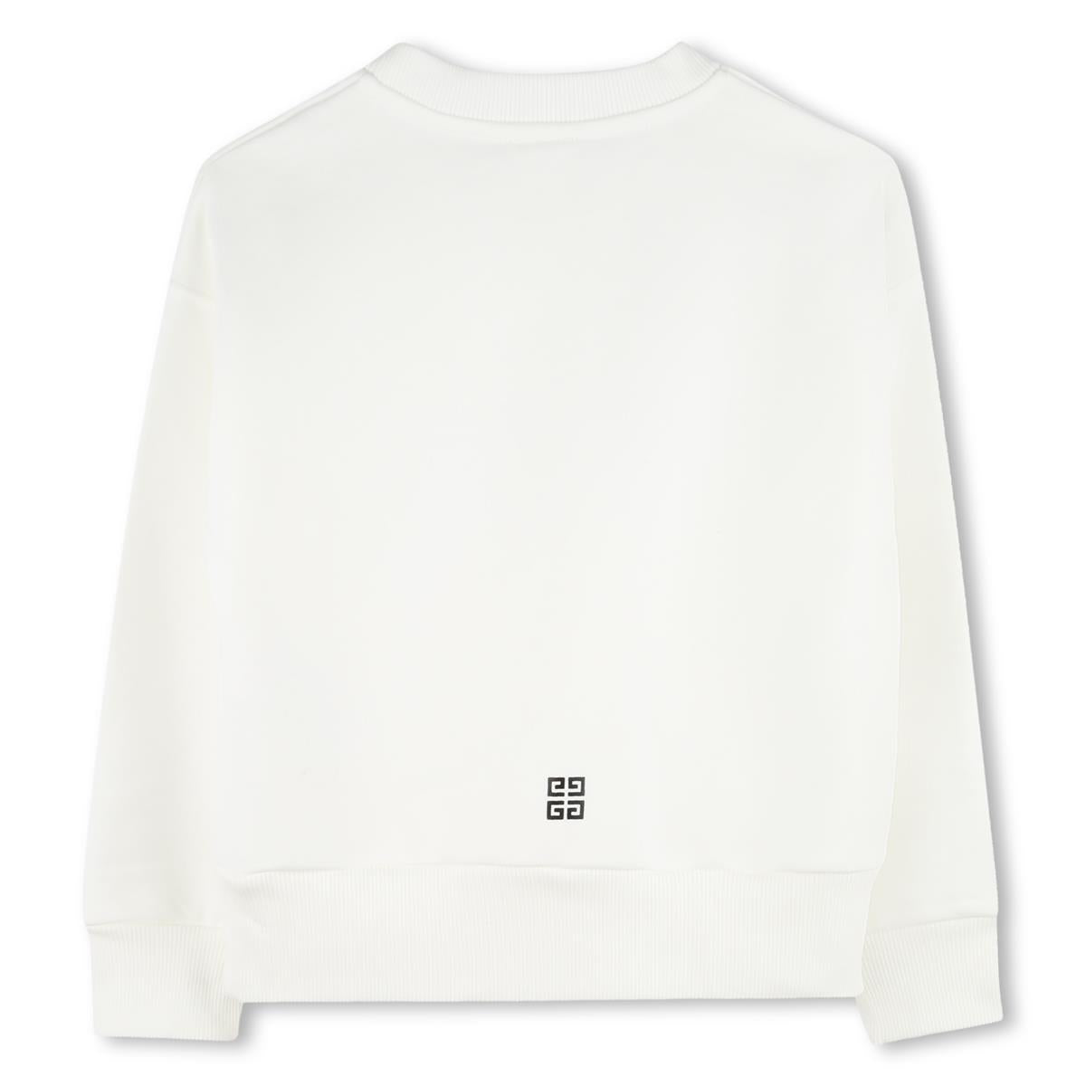 Girls White Logo Cotton Sweatshirt