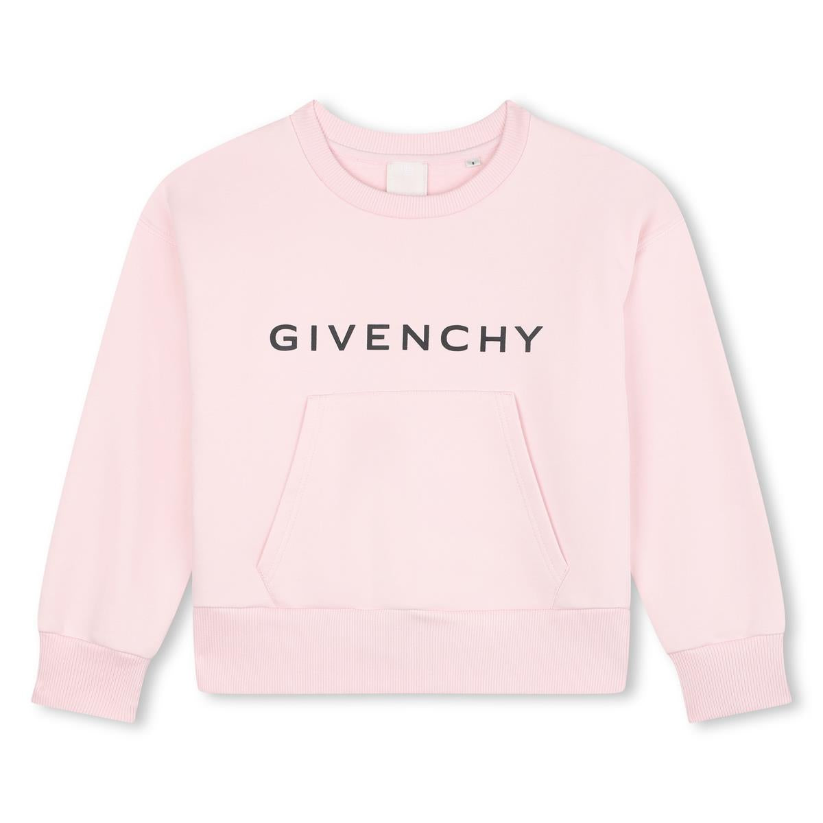 Girls Pink Logo Cotton Sweatshirt