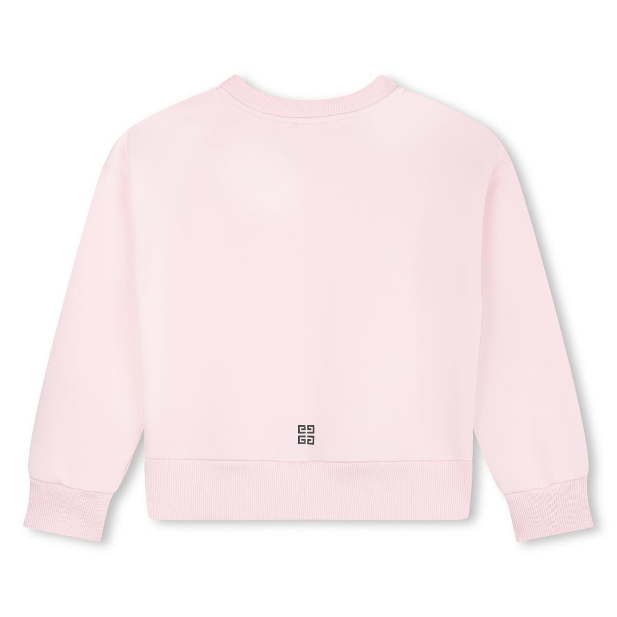 Girls Pink Logo Cotton Sweatshirt