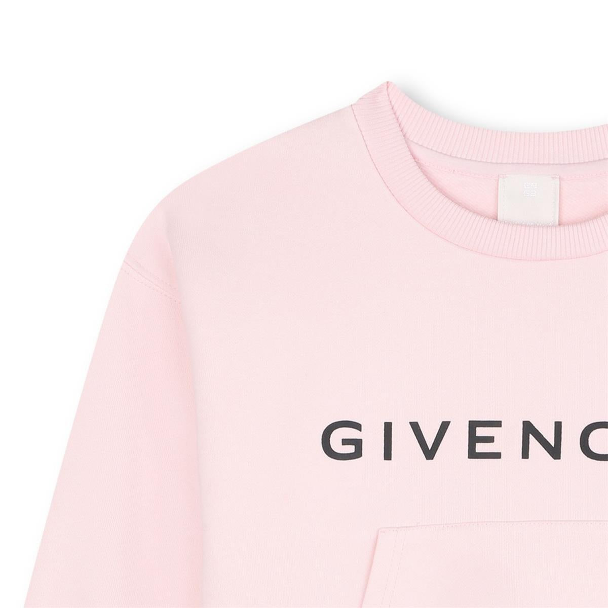 Girls Pink Logo Cotton Sweatshirt