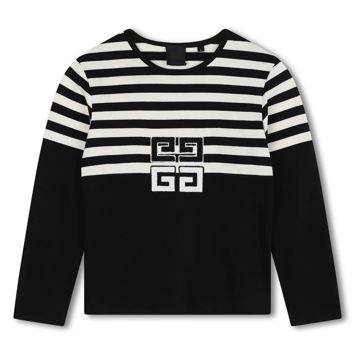 Girls Black Stripes Cotton T-Shirt