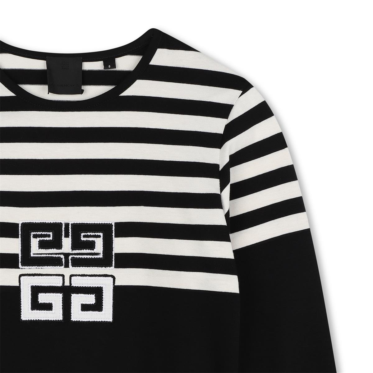 Girls Black Stripes Cotton T-Shirt