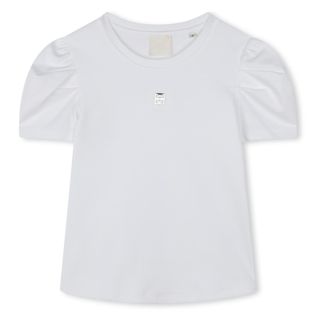 Girls White Cotton T-Shirt