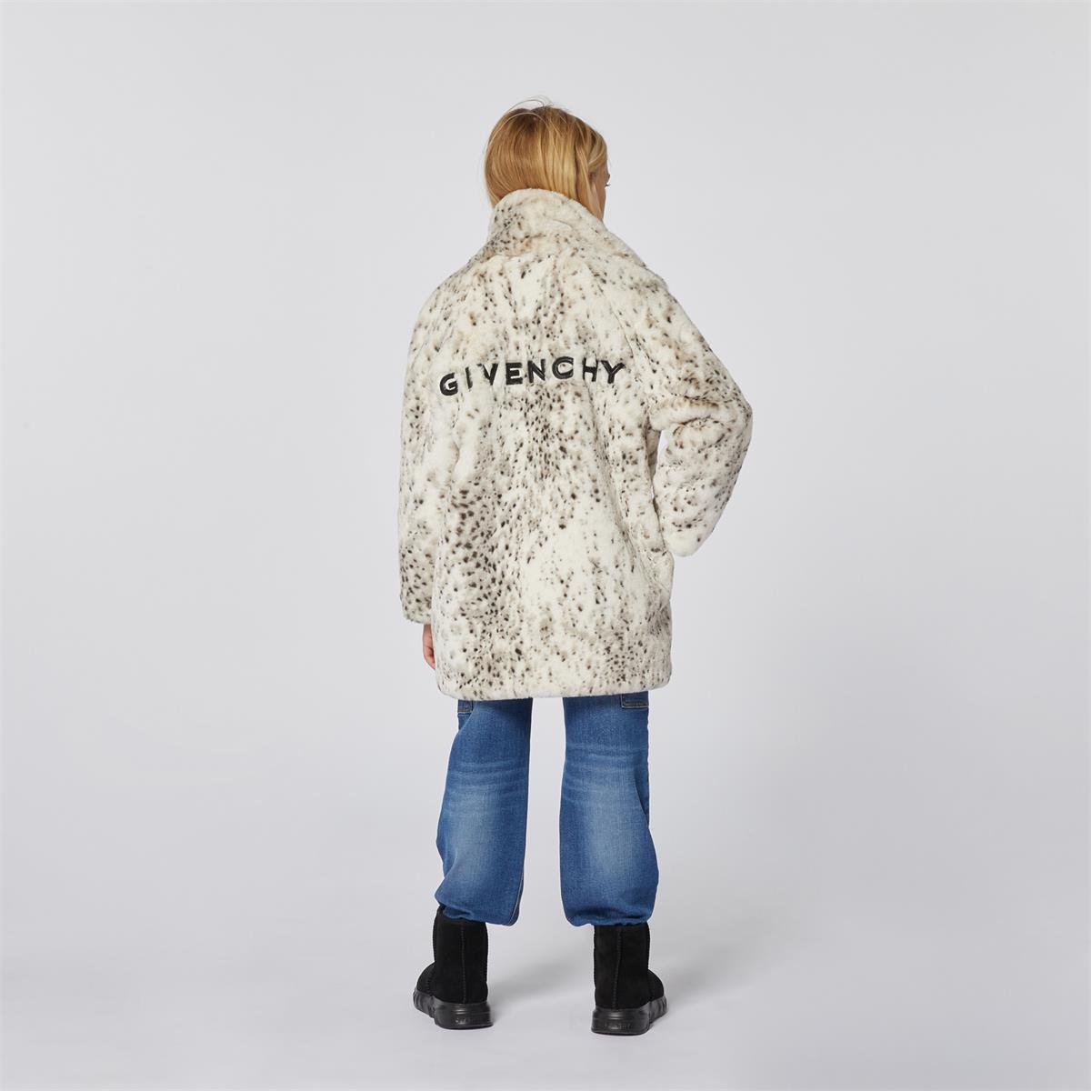 Girls Beige Faux Fur Coat