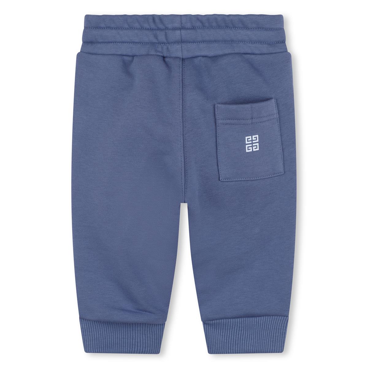 Baby Boys Blue Logo Cotton Trousers