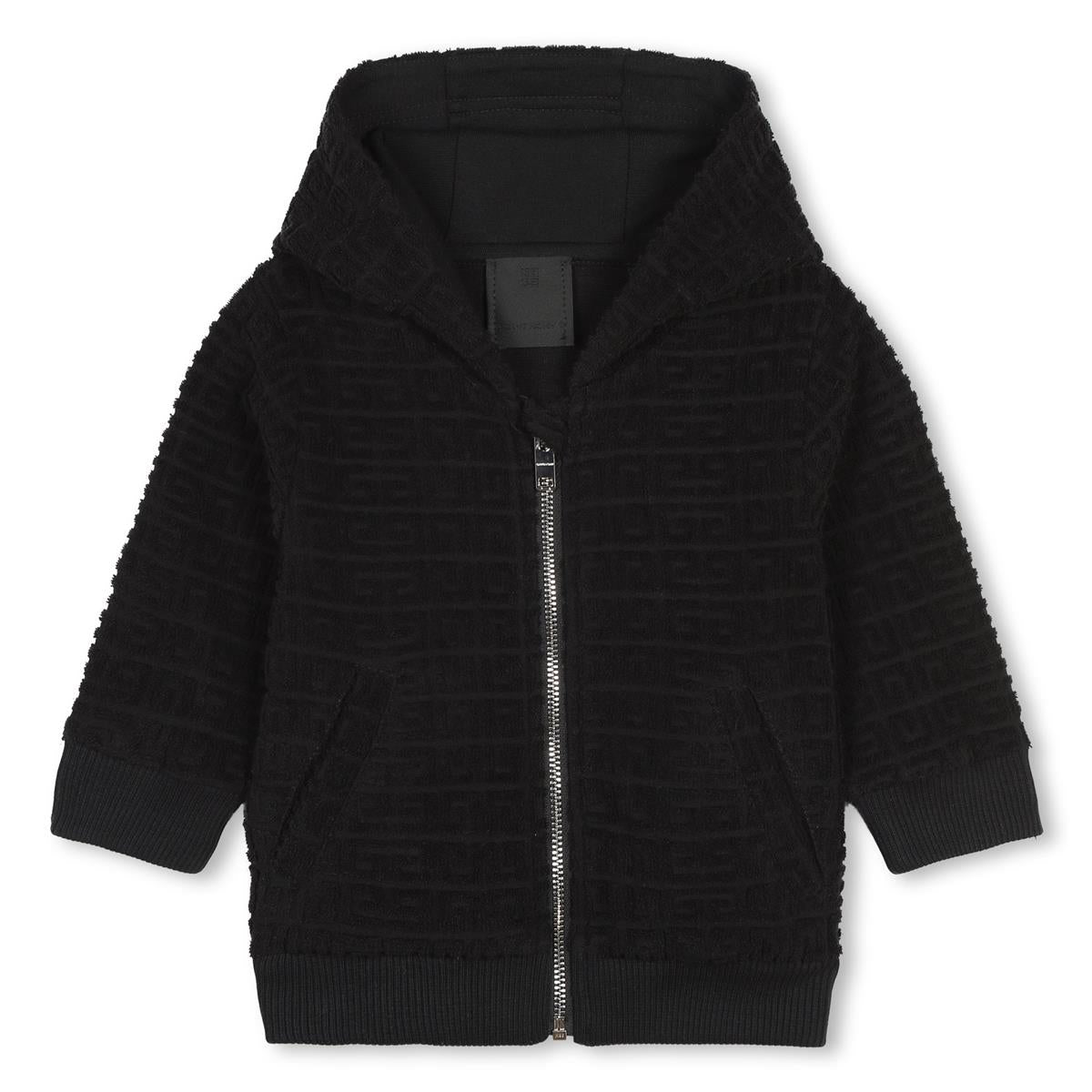 Baby Boys Black Cotton Zip-Up Top