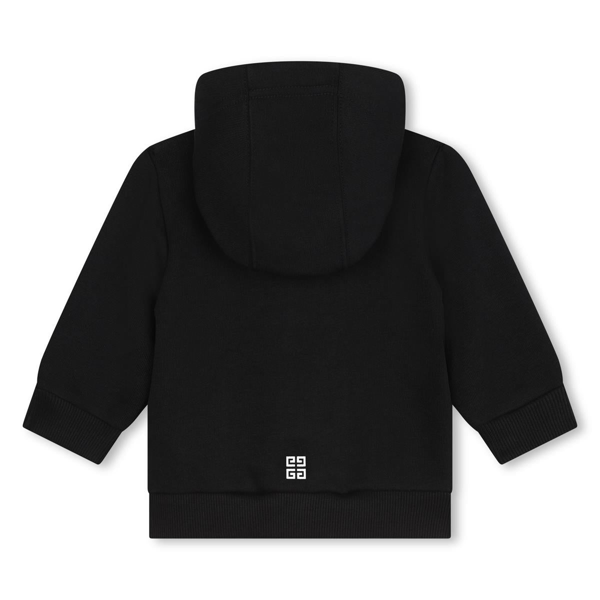 Baby Boys Black Cotton Zip-Up Top