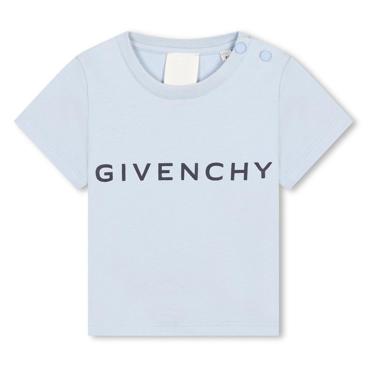 Baby Boys Light Blue Logo Cotton T-Shirt