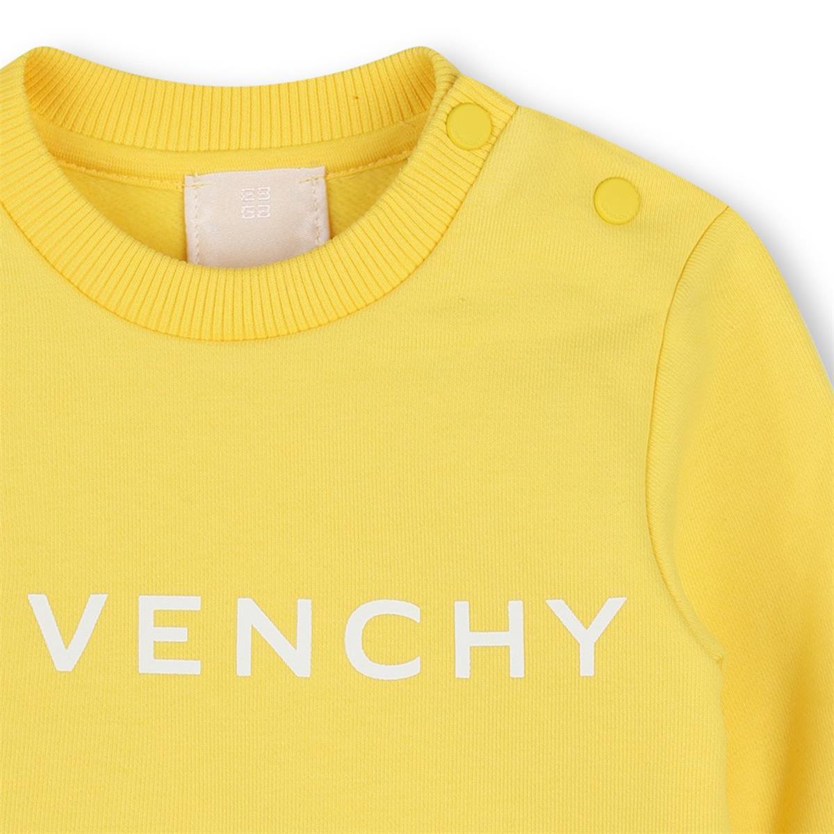 Baby Boys & Girls Yellow Logo Cotton Sweatshirt