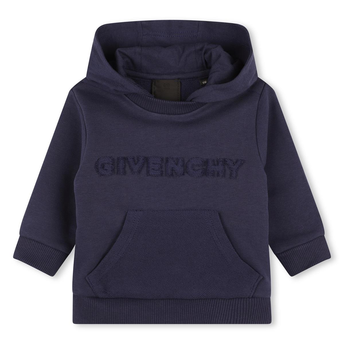 Baby Boys Dark Blue Hooded Cotton Sweatshirt