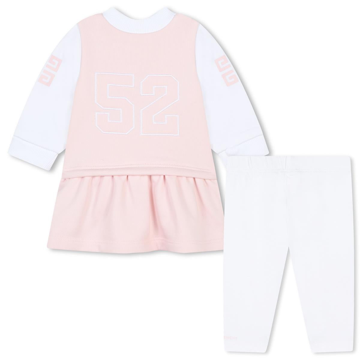 Baby Girls Pink Cotton Dress&Leggings Set