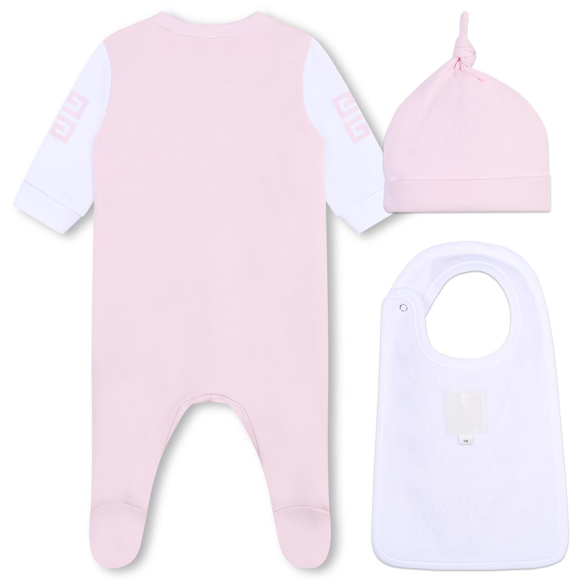 Baby Girls Pink Cotton Babysuit Set