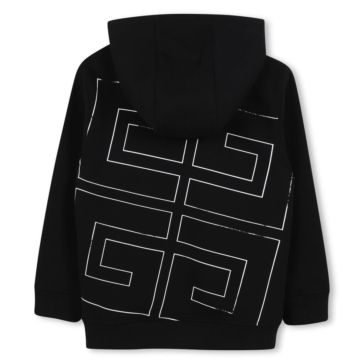 Boys Black Hooded Cotton Sweatshirt