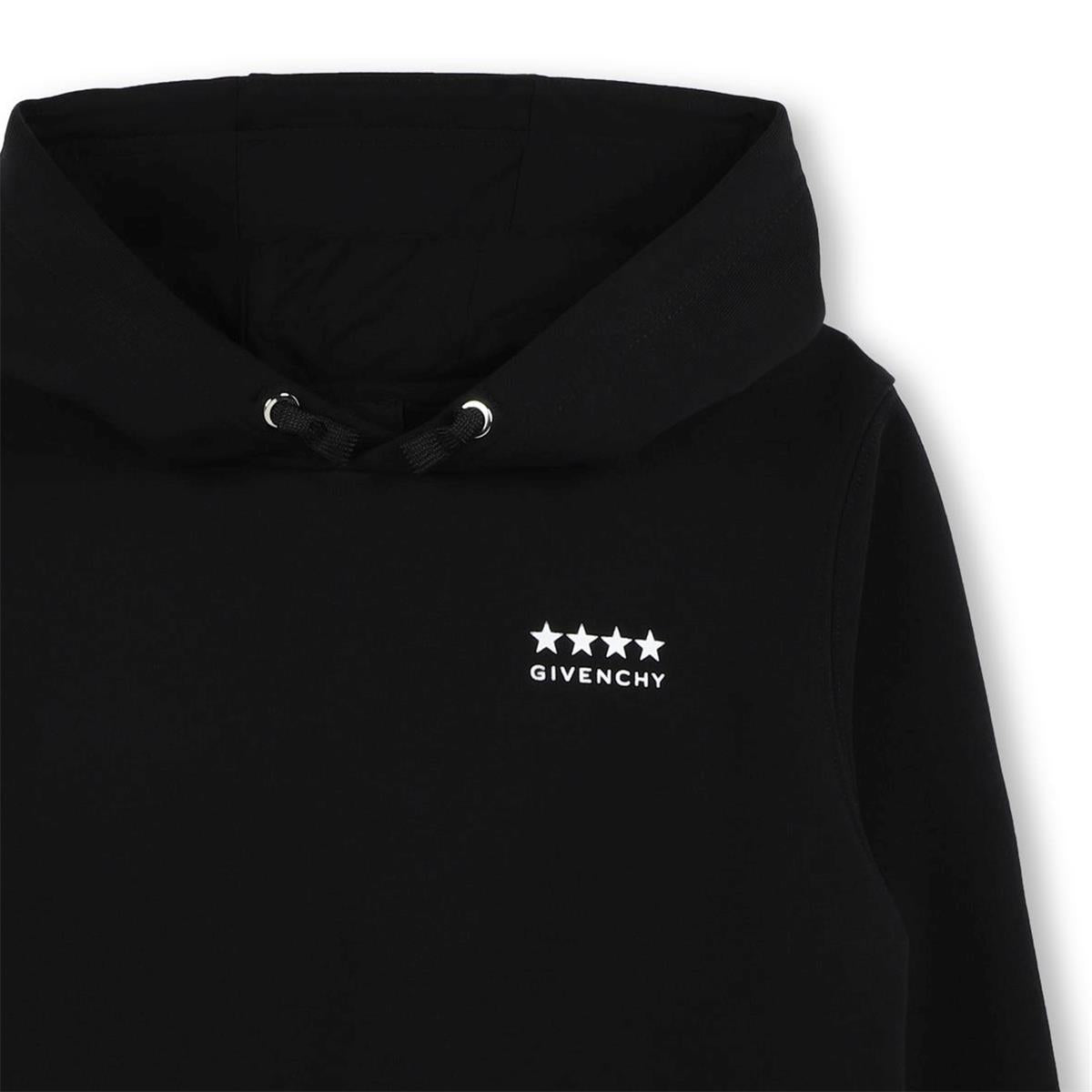 Boys Black Hooded Cotton Sweatshirt