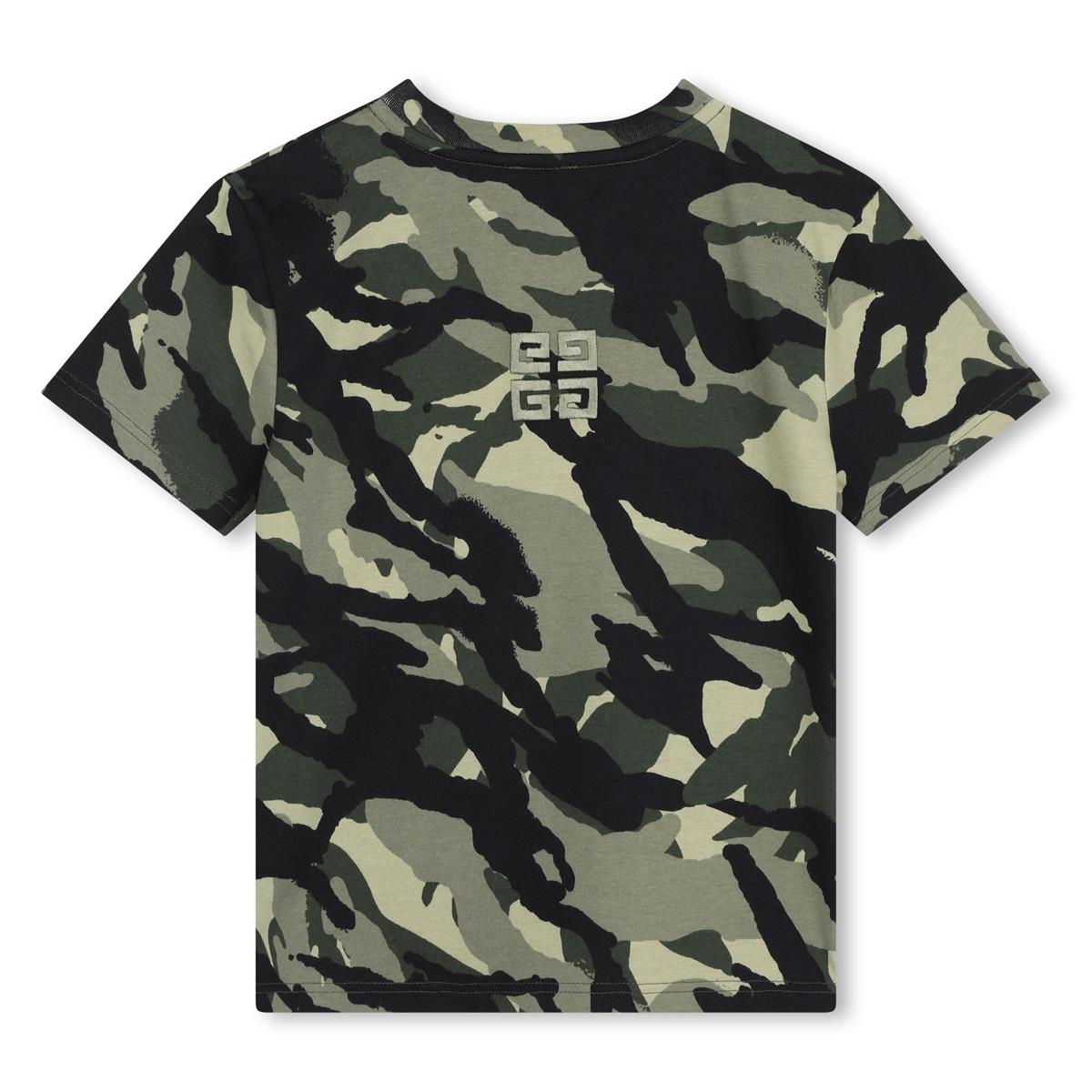 Boys Army Green Logo Cotton T-Shirt