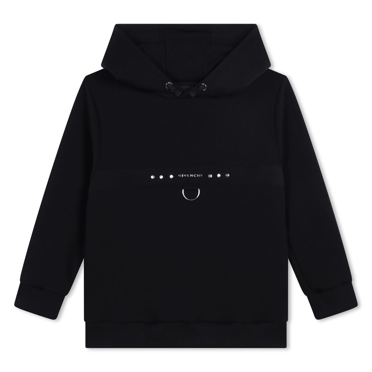 Boys Black Hooded Cotton Sweatshirt