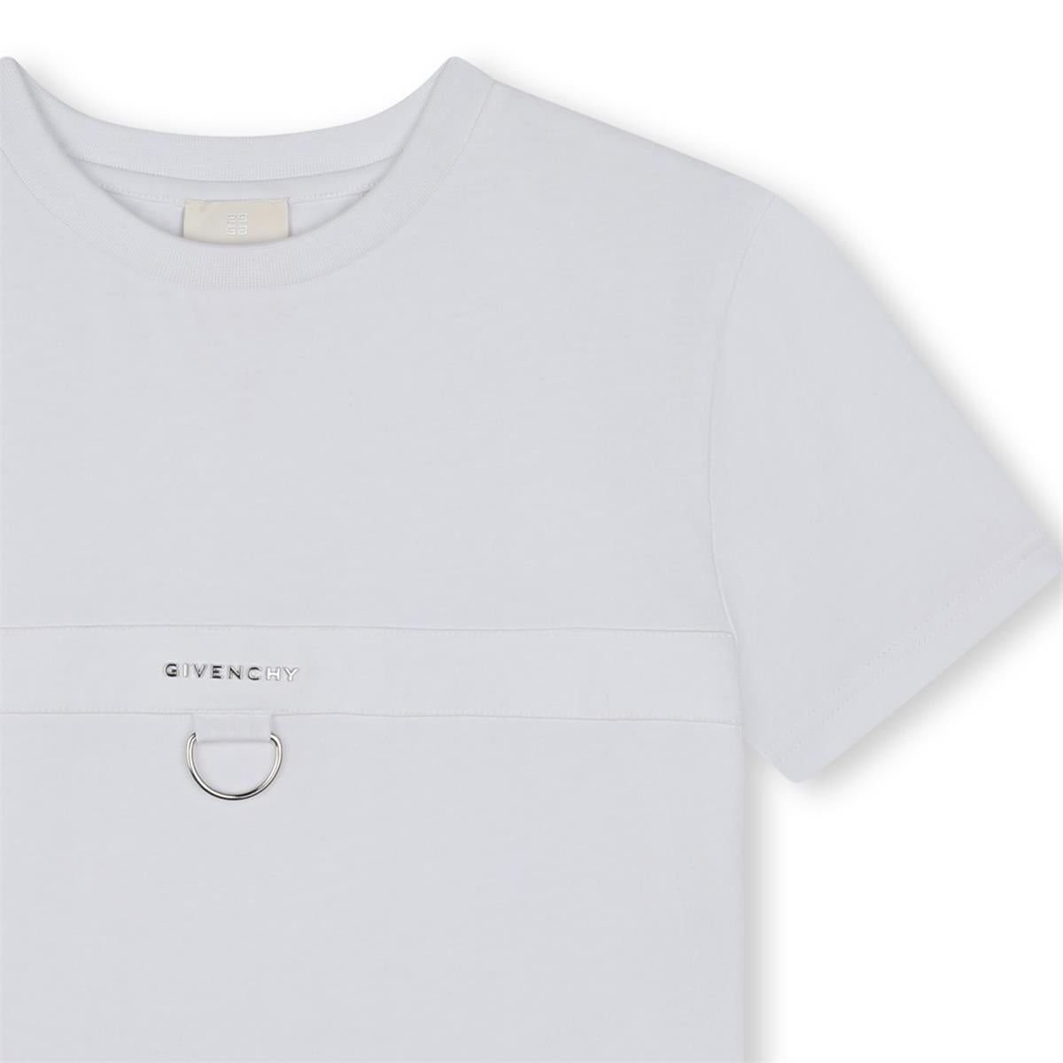 Boys White Logo Cotton T-Shirt